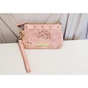 Betsey Johnson Rose Faux Leather Wallet With Strap